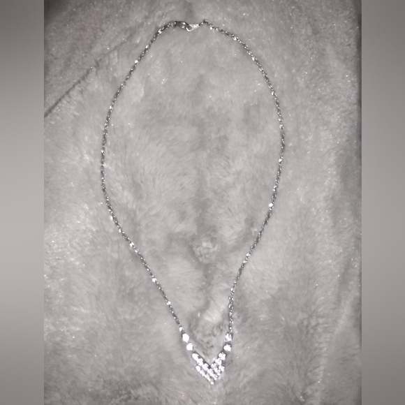Vintage Rhinestone/Diamonté and Silver Chevron Necklace - Picture 6 of 7